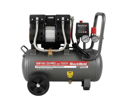 Компрессор коаксильный безмасляный BlackWeld BW1400/24-PRO 24л 