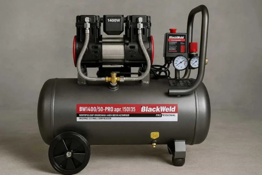 Компрессор коаксильный безмасляный BlackWeld BW1400/50-PRO 50л